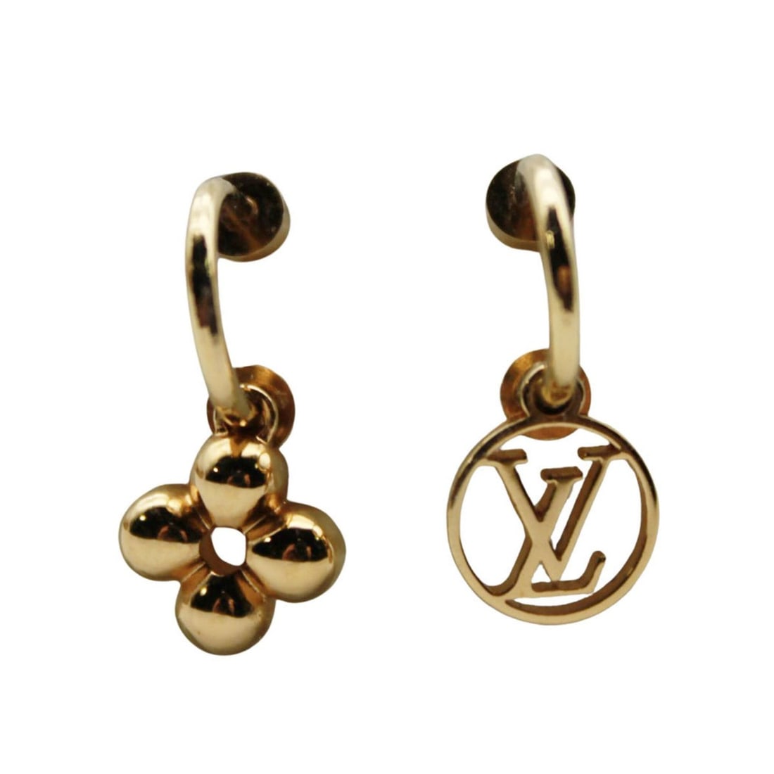 Louis Vuitton LOUIS VUITTON Earrings for Women, Blooming Gold, M64859, Elegant, Logo Design, Pair