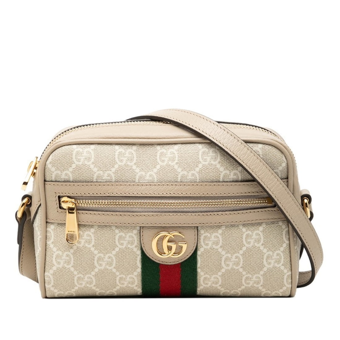 Gucci Ophidia GG Supreme Sherry Line Crossbody Shoulder Bag 816359 White Beige Leather Women's GUCCI
