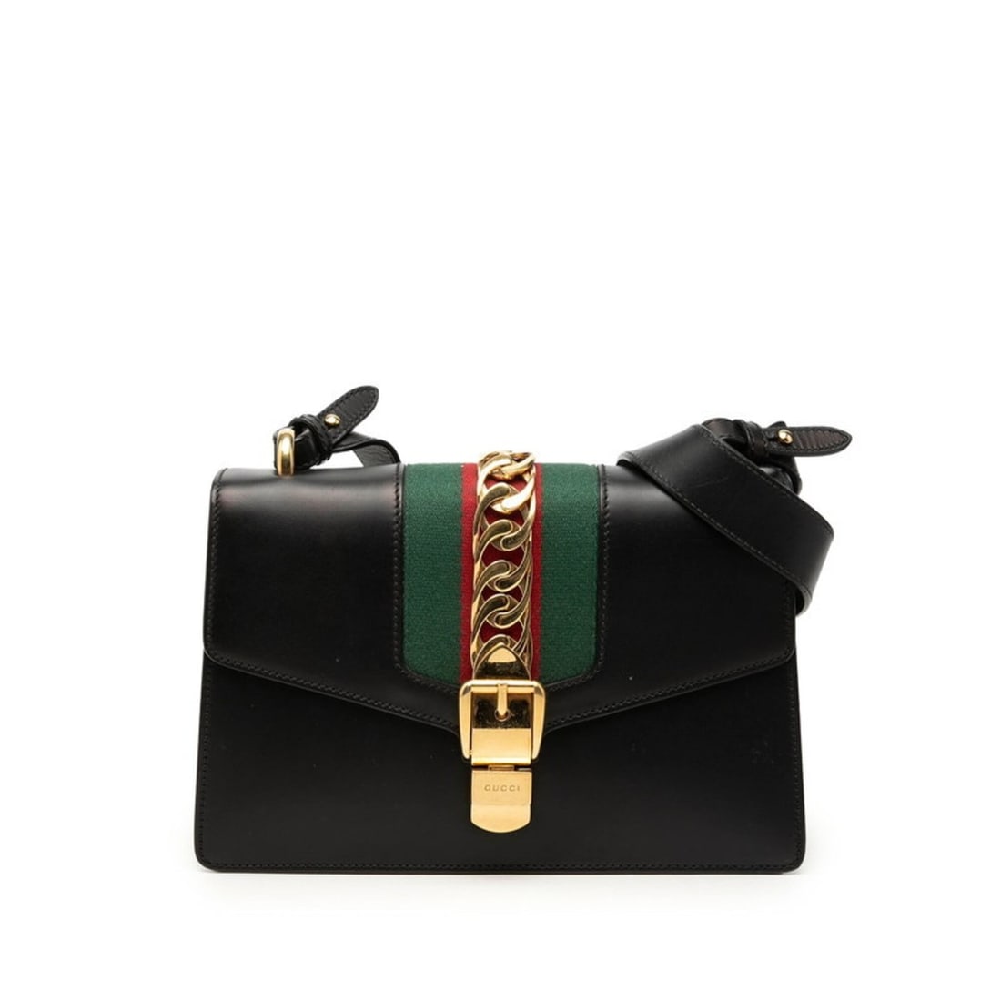 Gucci Sherry Line Sylvie Shoulder Bag 421882 Black Leather Women's GUCCI