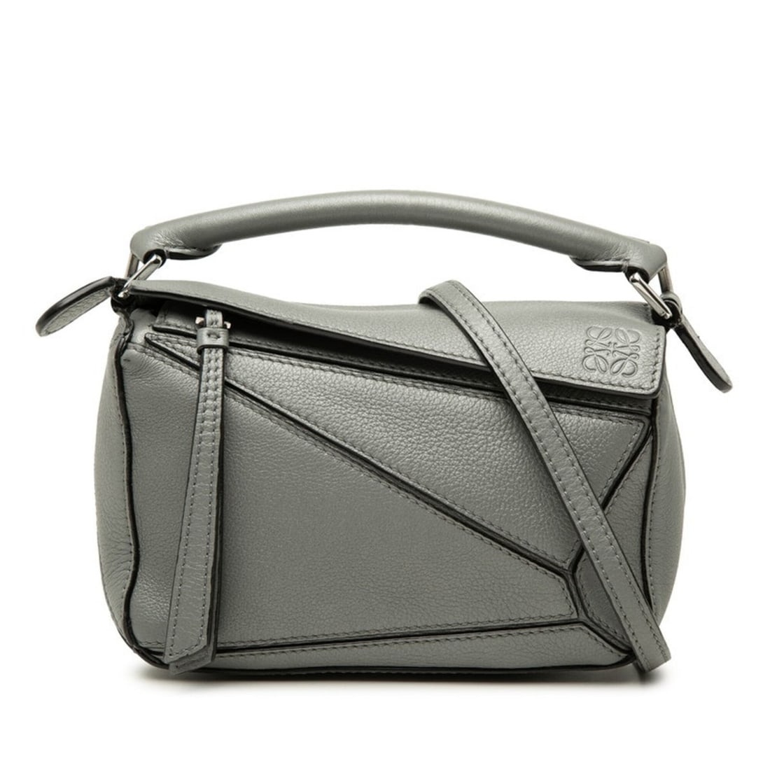 Loewe Puzzle Bag Mini Handbag Shoulder 2-Way Gray Leather Women's LOEWE (1 of 11)