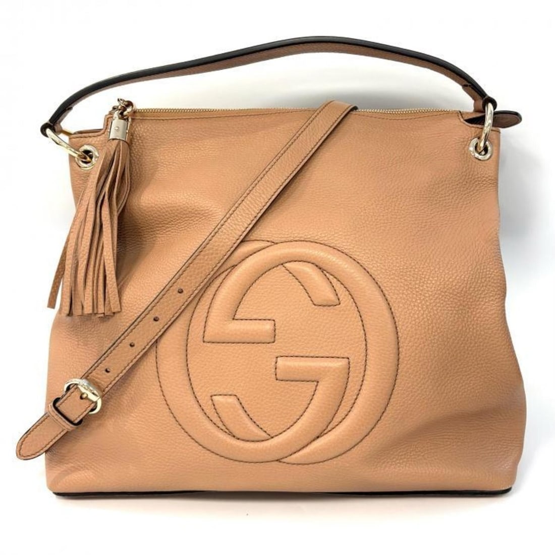 GUCCI Soho Leather Beige Handbag with Shoulder Strap, Interlocking G Design, 536194 (Shoulder Bag) (1 of 15)