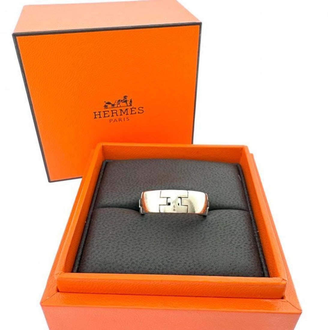 HERMES 18KWG Hercules Ring, Au750 White Gold, Size #54 (1 of 10)