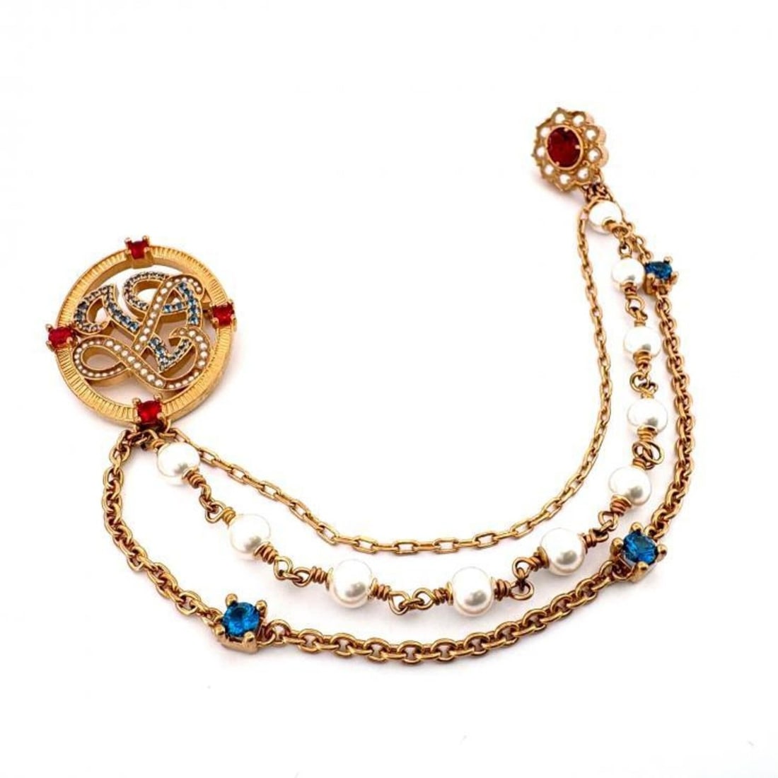 LOUIS VUITTON LV Dynasty M01764 Brooch Gold Pearl Design