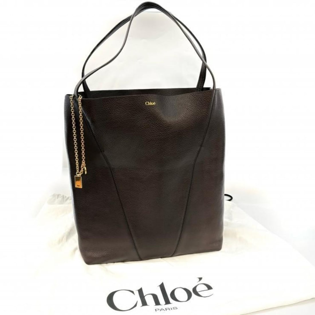 Chloé Chloe grain leather Chlo Spin large tote bag: --- Catalog ---Category: SizeSize (HxWxD): 39cm x 35cm x 16cm / 15.35'' x 13.77'' x 6.29''Category: DesignType: Tote bagColor: BrownGender: WomenMaterial: Leather Leather/Fur Type: CowhideCategory: Ge