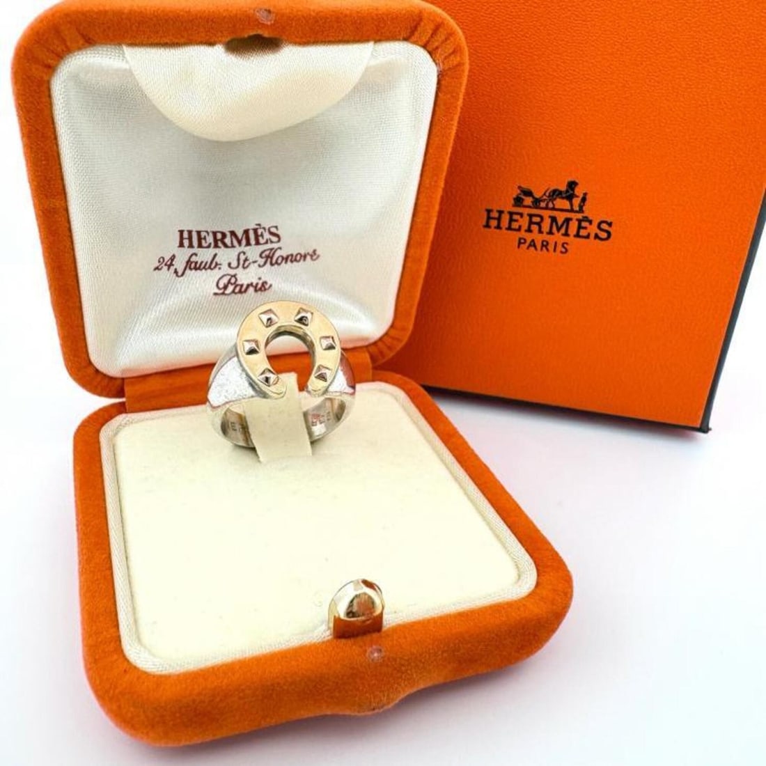 HERMES Horseshoe 18K Yellow Gold Sterling Silver Ring (1 of 20)