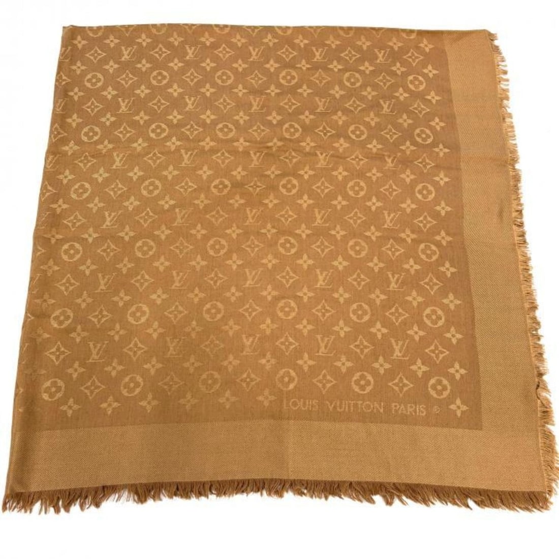 LOUIS VUITTON Large Monogram Shawl/Stole/Scarf, Beige, M1259