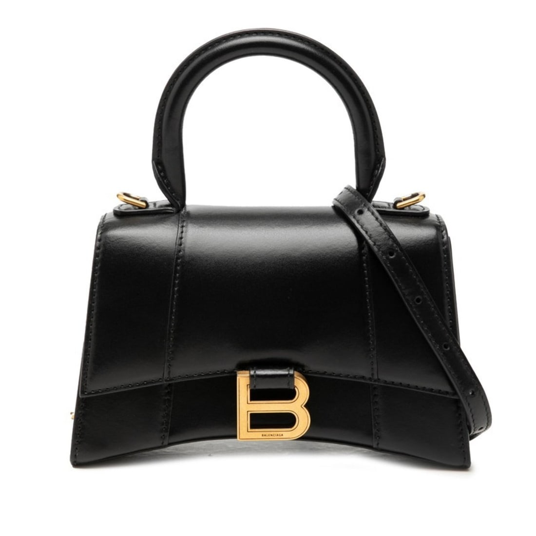 Balenciaga Hourglass Handbag Shoulder Bag 2WAY 592833 Black Leather Women's BALENCIAGA