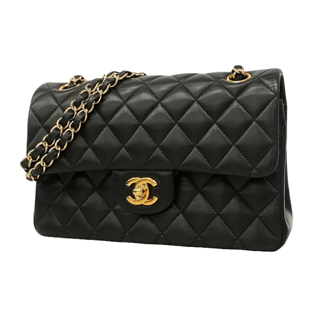 Chanel Matelassé Shoulder Bag, Double Flap, Chain, Lambskin, Black, Women's, OP014885: --- Catalog ---Category: SizeSize (HxWxD): 15cm x 23cm x 6cm / 5.9'' x 9.05'' x 2.36''Category: DesignType: Shoulder bagColor: BlackGender: WomenMaterial: Leather Hardware Color: GoldLeather/Fur Type: