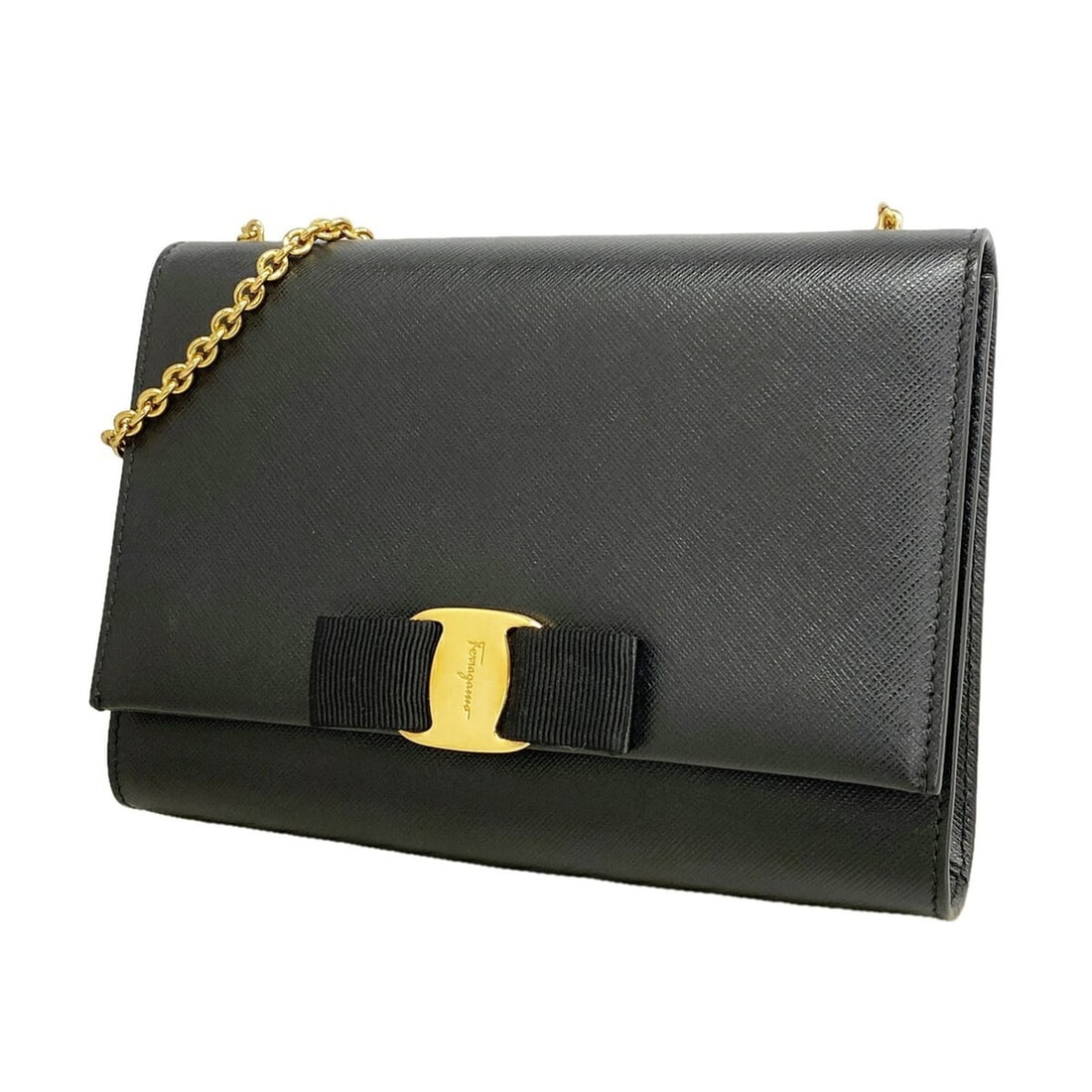 Salvatore Ferragamo Vara Leather Shoulder Bag, Black, Women's OP014772: --- Catalog ---Category: SizeSize (HxWxD): 13.5cm x 19cm x 4cm / 5.31'' x 7.48'' x 1.57''Category: DesignType: Shoulder bagColor: BlackGender: WomenMaterial: Leather Hardware Color: GoldCategory: Gene