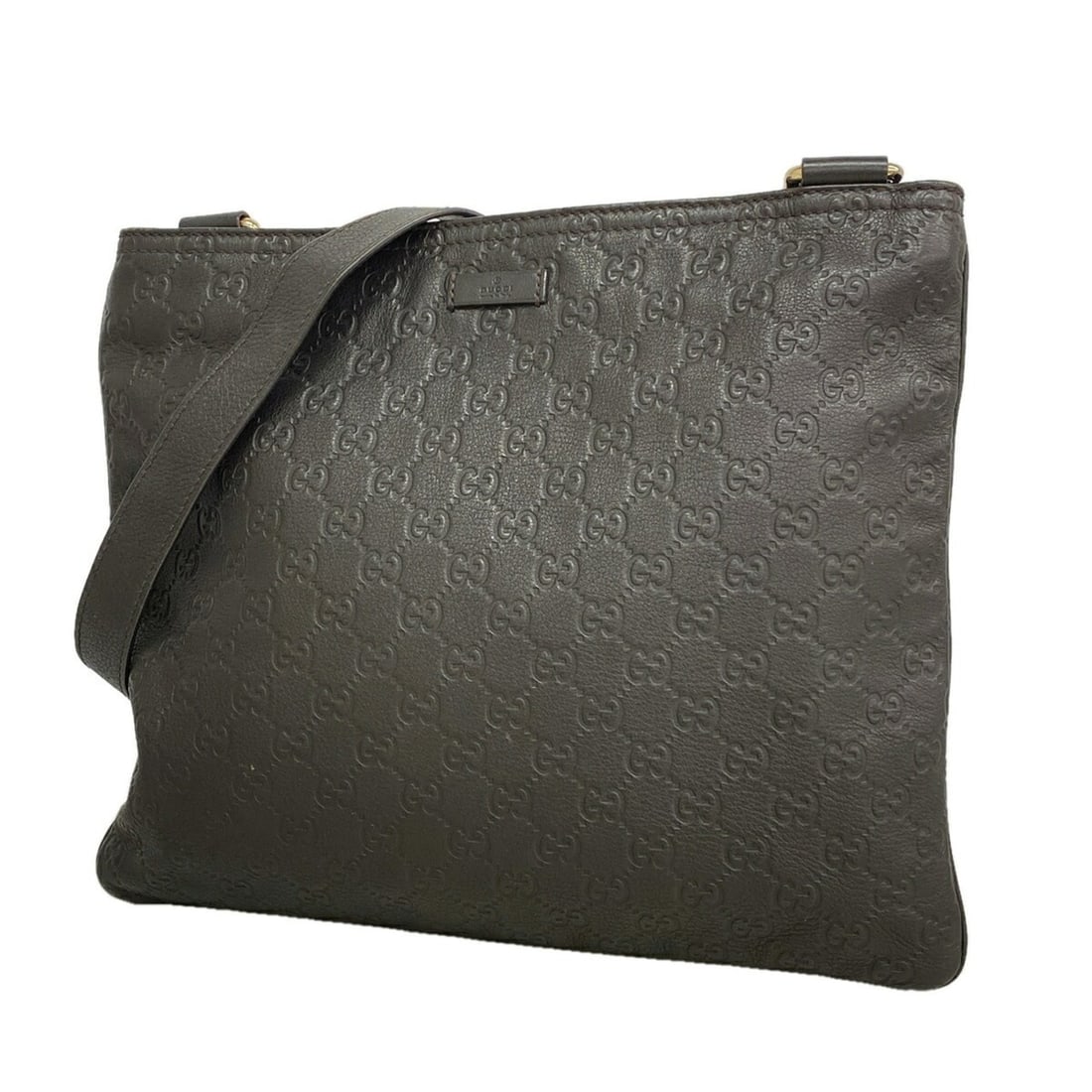 Gucci Shoulder Bag, Guccissima, 201446, Leather, Dark Brown/Champagne, Men's, OP012252