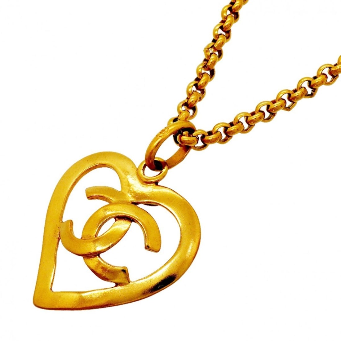 Chanel Necklace, Coco Mark Heart Motif, GP Plated Gold, Women's: --- Catalog ---Category: SizePendant Size: 55.6mm x 40.2mm / 2.18'' x 1.58''Neck Circumference: 60.5 cm / 23.81''Category: DesignColor: GoldGender: WomenMaterial: Gold platingNecklace Type: NecklaceCa
