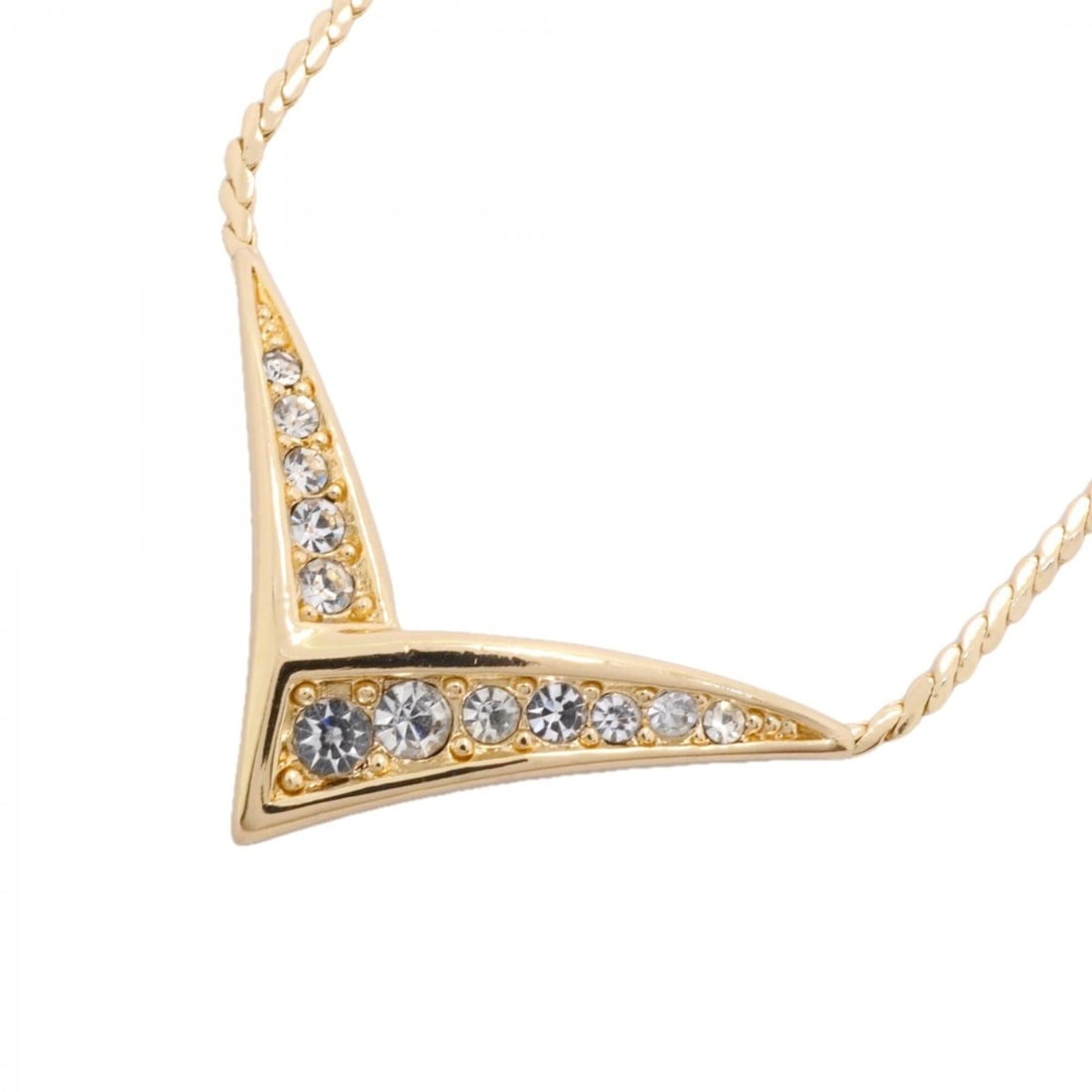 Christian Dior Necklace, GP Plated, Rhinestone, Gold, Women's: --- Catalog ---Category: SizePendant Size: 15.6mm x 26.1mm / 0.61'' x 1.02''Neck Circumference: 39 cm - 43 cm / 15.35'' - 16.92''Category: DesignColor: GoldGender: WomenMaterial: Gold plating, Rhinest