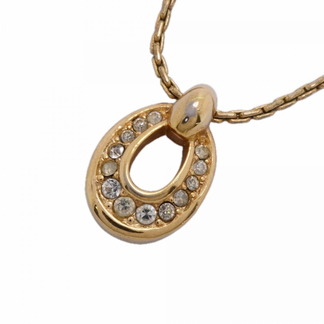 Christian Dior Necklace, GP Plated, Rhinestone, Gold, Women's: --- Catalog ---Category: SizePendant Size: 16.4mm x 10.8mm / 0.64'' x 0.42''Neck Circumference: 38.5 cm - 44 cm / 15.15'' - 17.32''Category: DesignColor: GoldGender: WomenMaterial: Gold plating, Rhine