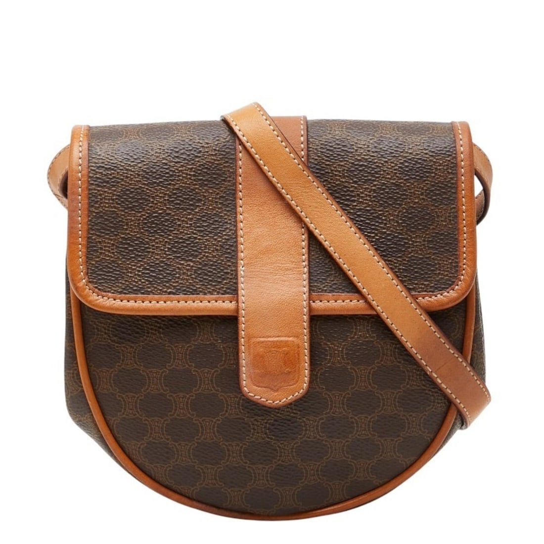 Celine Macadam Crossbody Shoulder Bag, Brown Leather, Women's CELINE