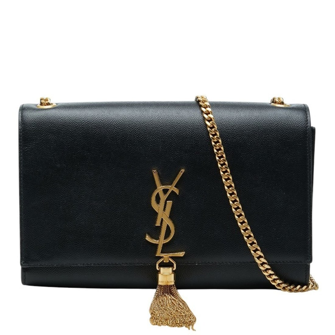Saint Laurent Kate Crossbody Chain Shoulder Bag, Black and Gold Leather, Women's.