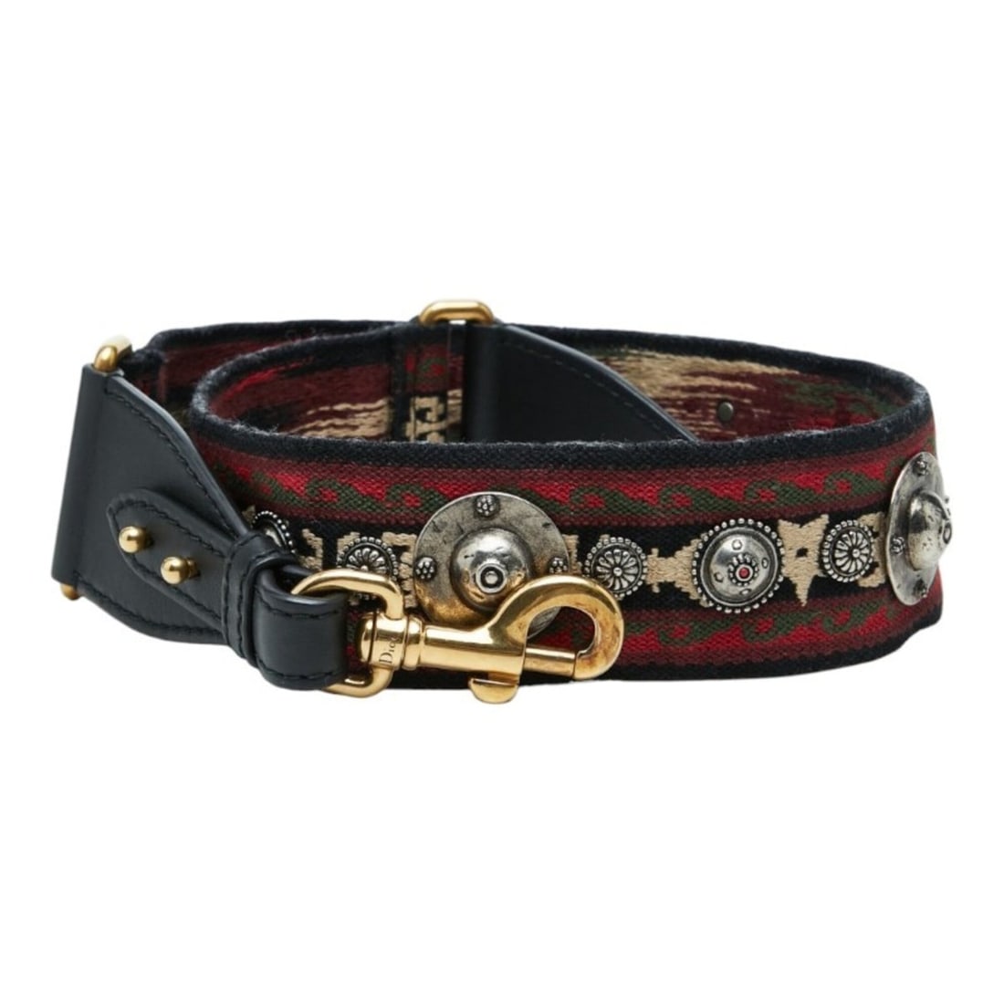 Christian Dior Dior Shoulder Strap, Black Multicolor Canvas Leather, Women's