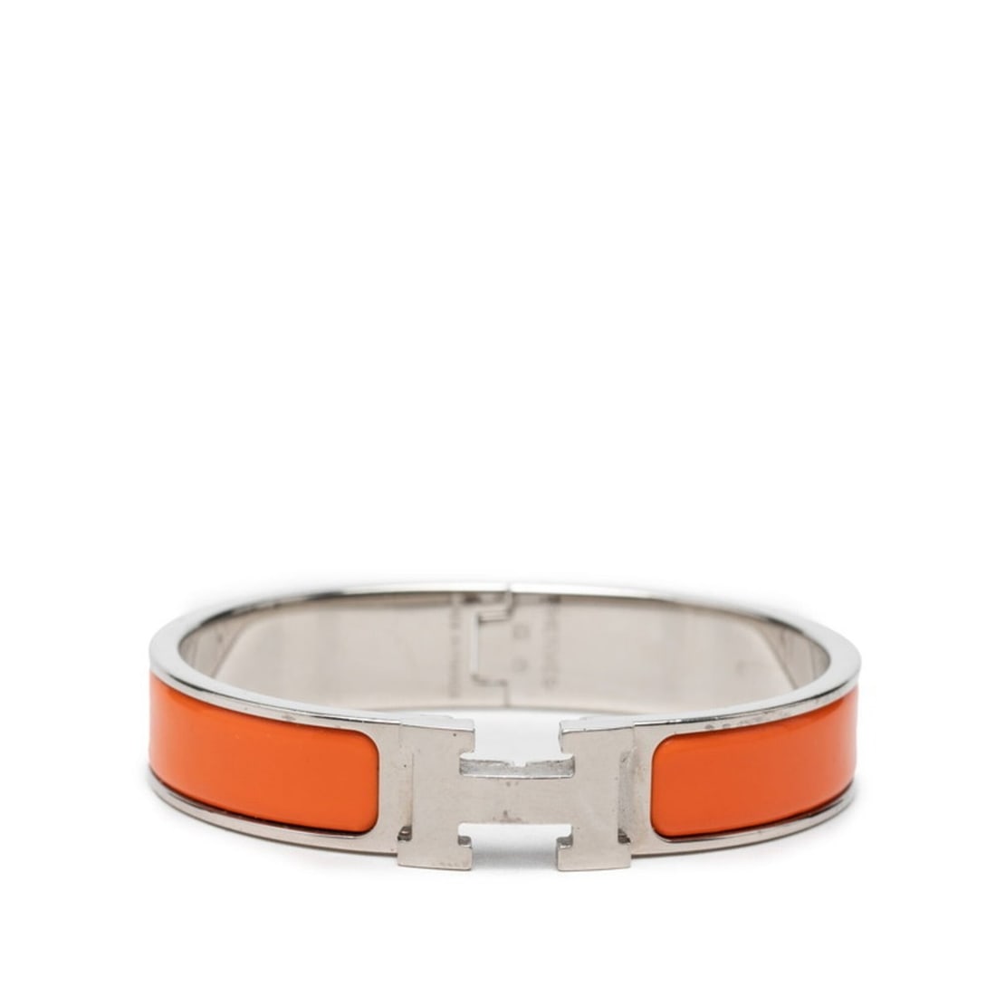 Hermes Click H PM Enamel Bracelet Bangle Silver Orange Metal Women's HERMES: --- Catalog ---Category: SizeLength: 18cm / 7.08''Category: DesignType: Charm braceletColor: Orange, SilverGender: WomenMaterial: MetalCategory: GeneralBrand: Hermes--- Item List ---Section: Condition