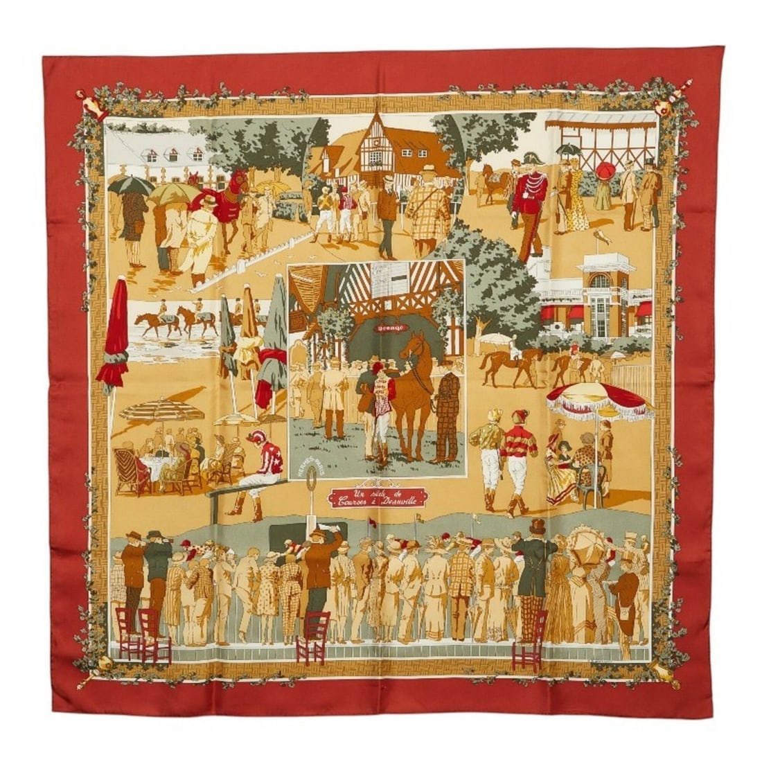 Hermes Carre 90 "Un siecle de courses Deauville" (A Horse Racing Era in Deauville) Scarf/Muffler,