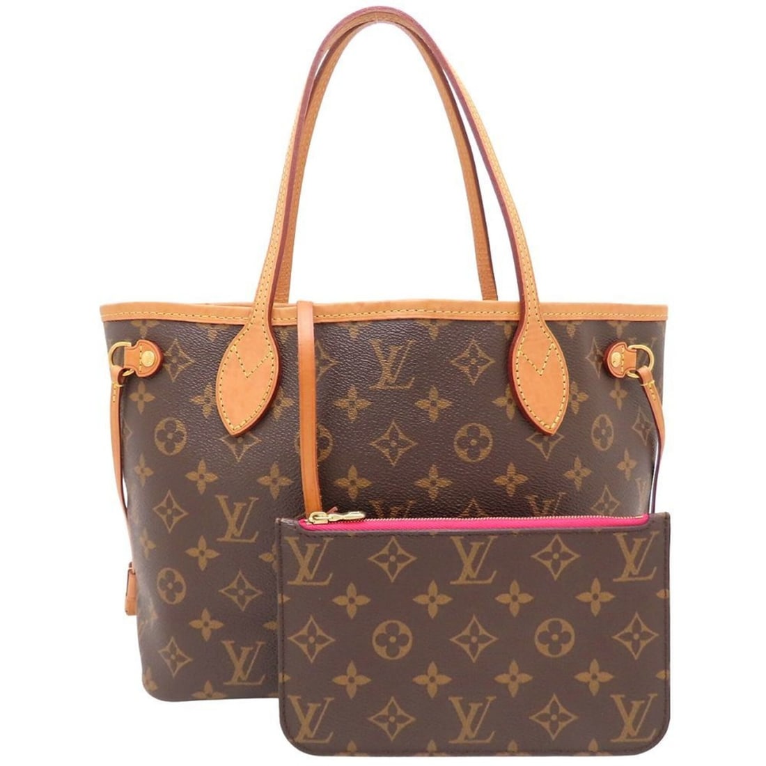 LOUIS VUITTON Monogram Neverfull PM M41001 Tote Bag, Brown Fuchsia, Women's, 353430