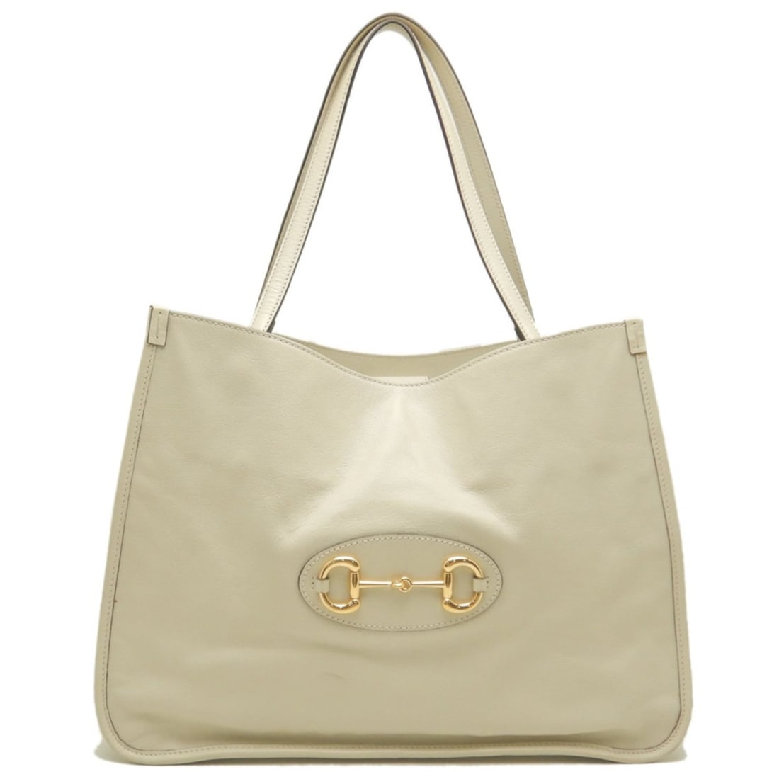 GUCCI Horsebit 1955 623694 Tote Bag, Leather, Ivory, Women's 254117