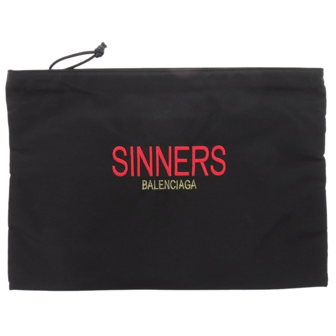 Balenciaga Logo Nylon Black Handbag Pouch Clutch Bag 0358 BALENCIAGA Men's
