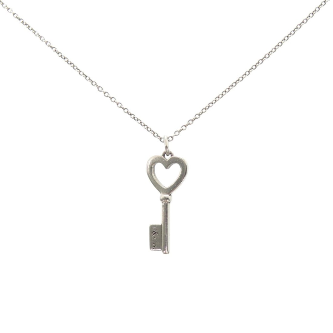 Tiffany & Co. Heart Key Necklace, Sterling Silver 925, Item No. 0851: --- Catalog ---Category: SizePendant Size: 22mm x 8mm / 0.86'' x 0.31''Neck Circumference: 44.5 cm / 17.51''Category: DesignColor: SilverGender: WomenMaterial: Silver 925Necklace Type: NecklaceCategor