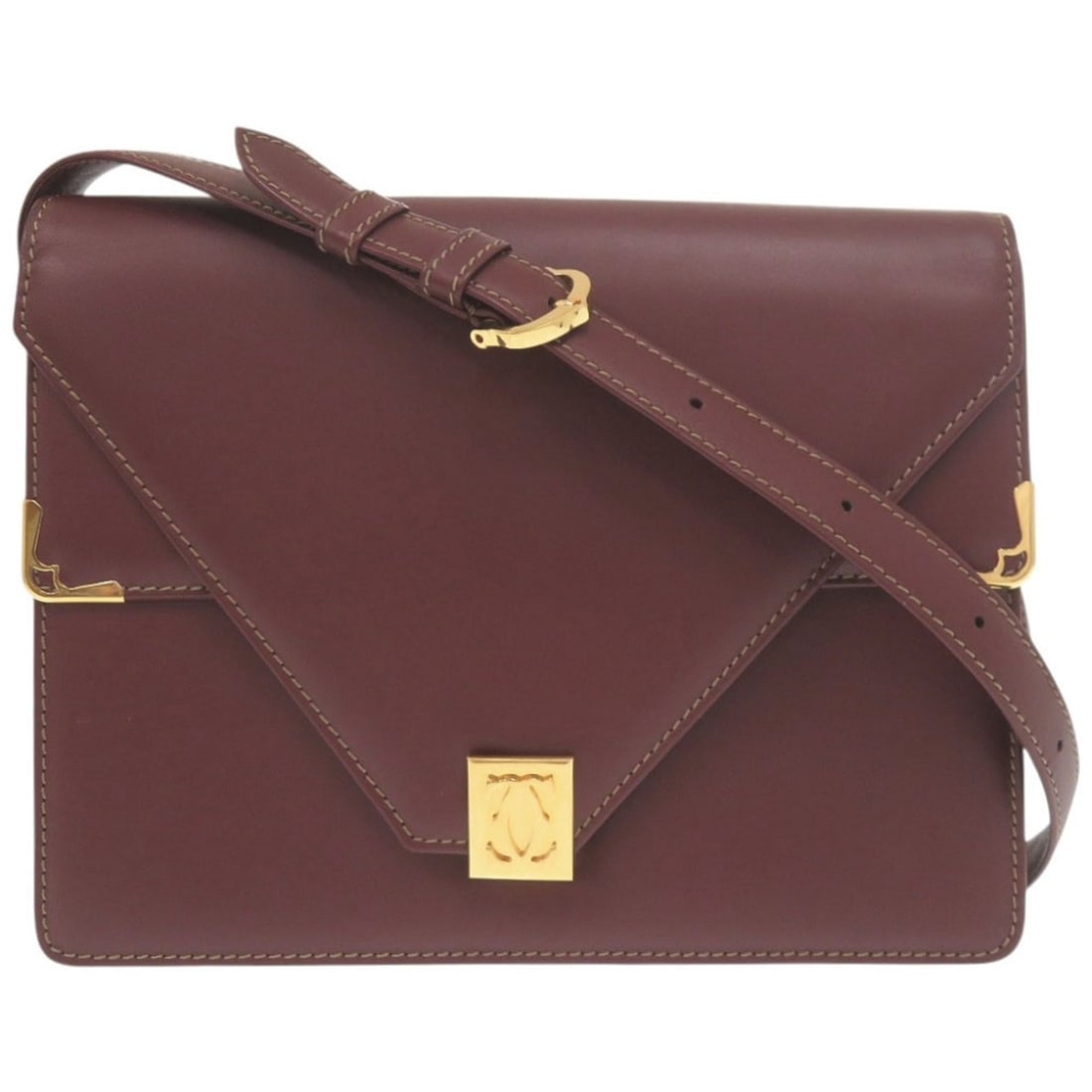 Cartier Must Line Leather Bordeaux Shoulder Bag 0480CARTIER (1 of 12)