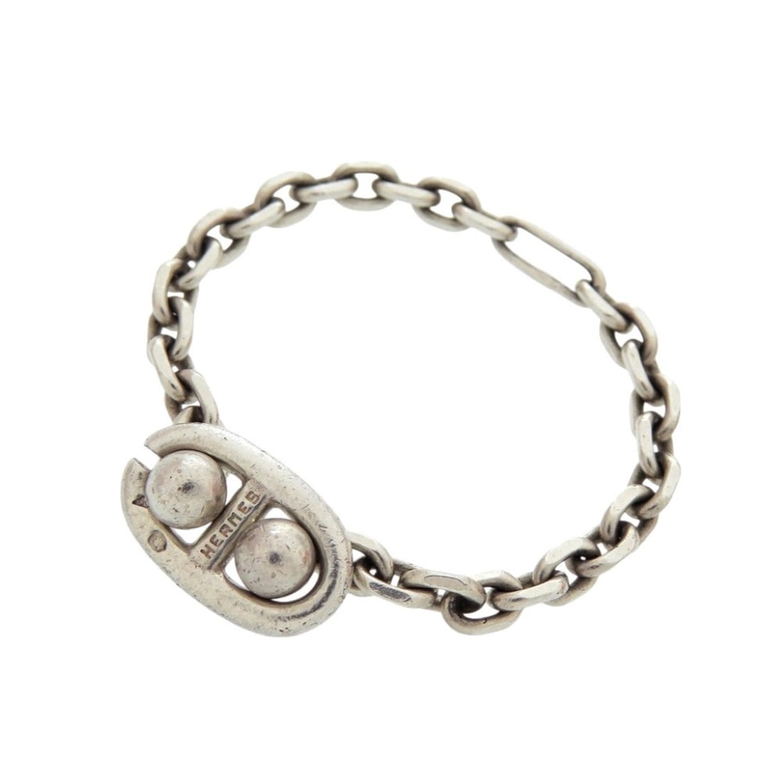 Hermes Vintage Chaine d'Ancre Silver Hallmark Stamped Keychain 0831HERMES