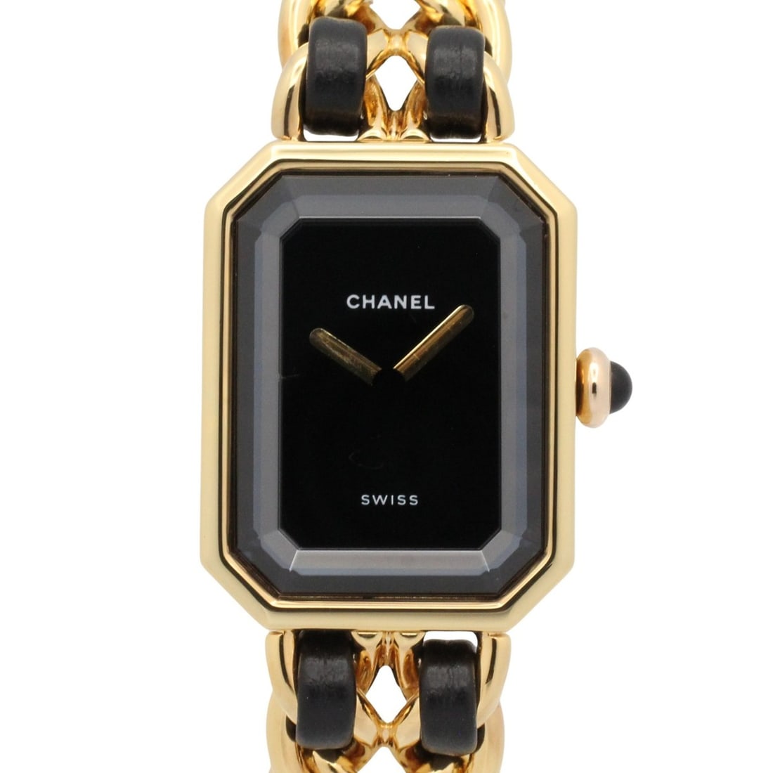 Chanel CHANEL Première M Wristwatch, Gold Plated (GP), Leather Strap, Women's, Black, H0001: --- Catalog ---Category: SizeWrist Size: 14.5cm / 5.7''Case Diameter: 20mm / 0.79''Category: DesignType: WristwatchGender: WomenColor (Dial): BlackMaterial (Band): LeatherMaterial (Case): Gold platedC