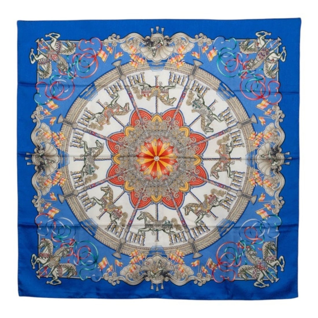 Hermes Carre 90 Luna Park Amusement Scarf/Muffler, Large Size, Blue/Multicolor Silk, Women's: --- Catalog ---Category: SizeSize (LxW): 89cm x 90cm / 35.03'' x 35.43''Category: DesignType: ScarfColor: Blue, Multi-colorGender: WomenMaterial: Silk Category: GeneralBrand: Hermes--- Item List ---Se