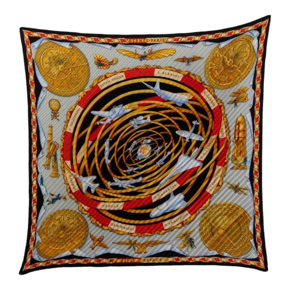 Hermes Carre 70 Pleated Rves d'Espace Scarf Muffler Multicolor Silk Women's HERMES