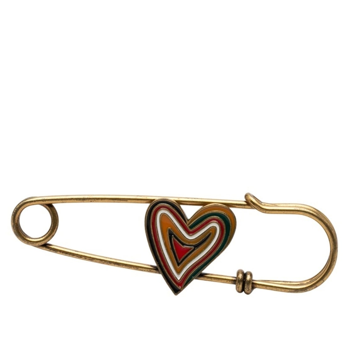 Christian Dior Dior Heart Pin Brooch, Gold Multicolor Plated, Women's