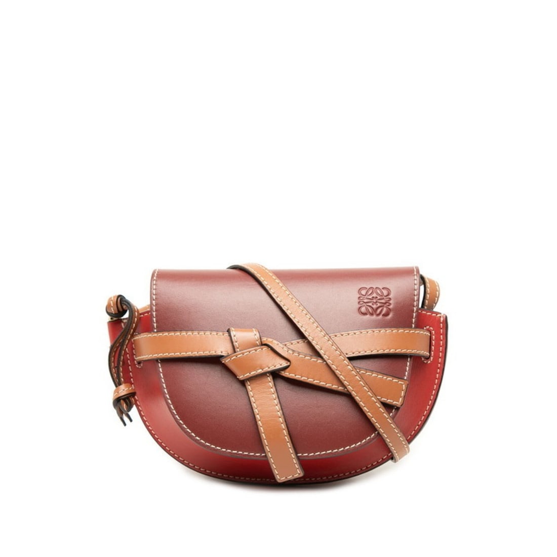Loewe Gate Mini Crossbody Shoulder Bag, Red/Brown Leather, Women's.