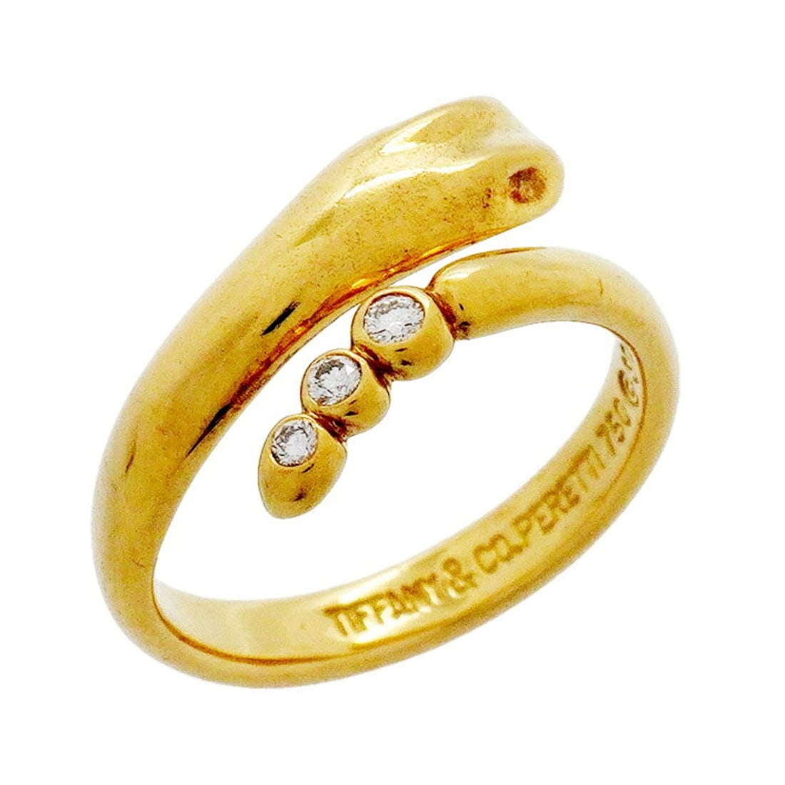 Tiffany & Co. Snake Ring, 18K Yellow Gold with Diamonds, Size 6.5, Women's: --- Catalog ---Category: SizeJP Size: 6.5US Size: 3.5Category: DesignType: Band ringStone: DiamondGender: WomenMaterial: Yellow gold (18K)Category: GeneralBrand: Tiffany--- Item List ---Section: Condi