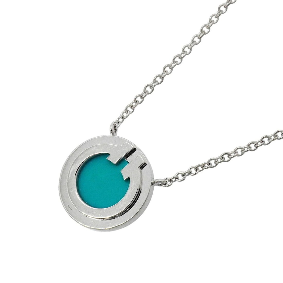 Tiffany & Co. T Two Circle Necklace, 18K White Gold, Turquoise Blue, Women's (1 of 10)