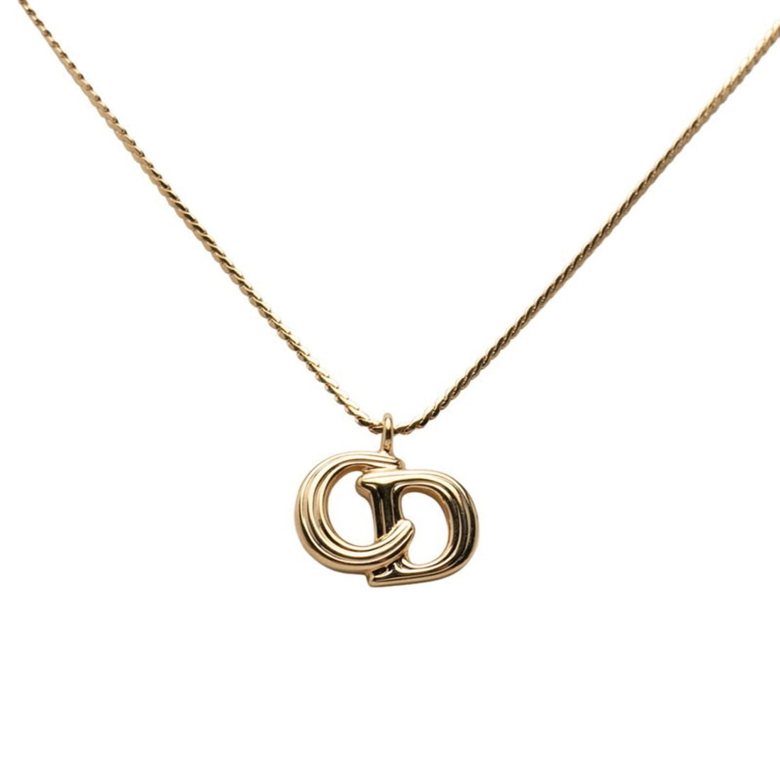 Christian Dior Dior CD Logo Chain Pendant Necklace, Gold Plated, Women's