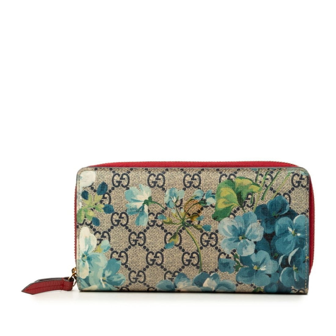 Gucci GG Blooms Print Flower Floral Wallet Long 430260 Beige Blue Red Leather Women's GUCCI
