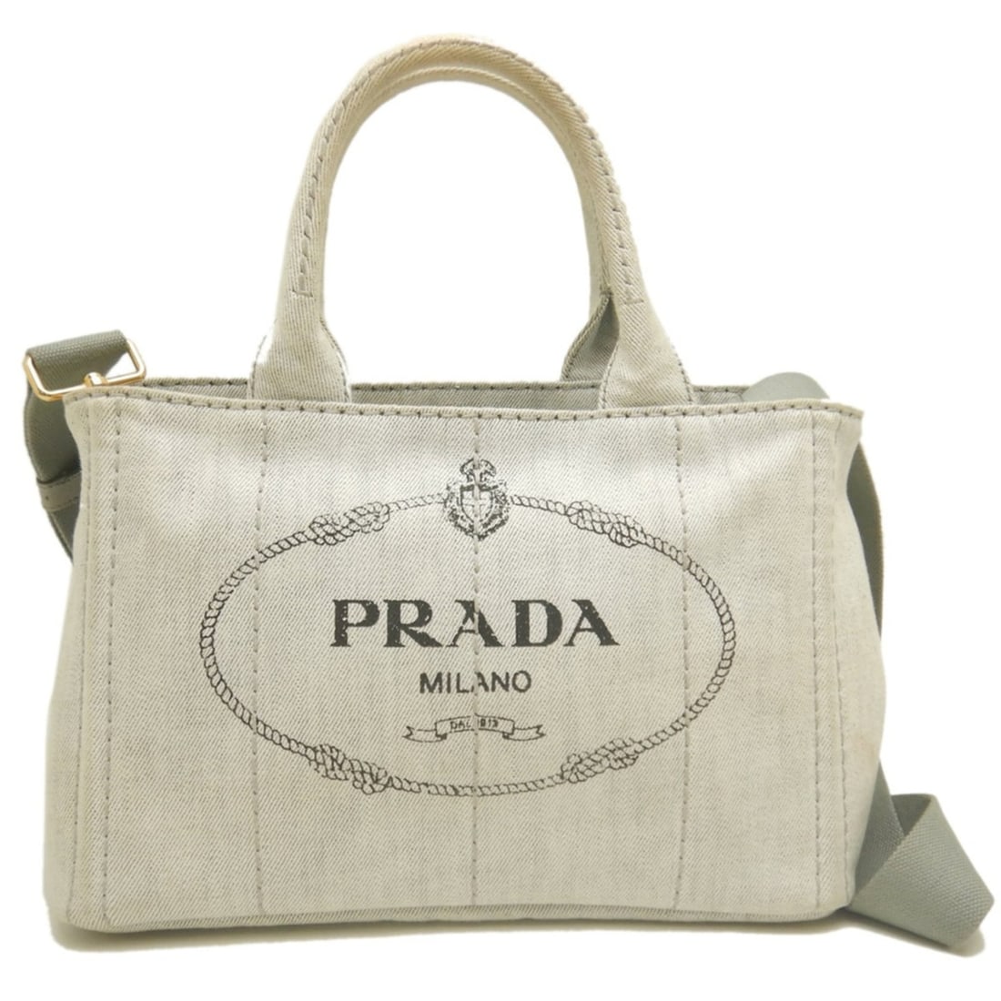 PRADA Canapa 1BG439 Tote Bag, Canvas, Bianco, Women's, 254119