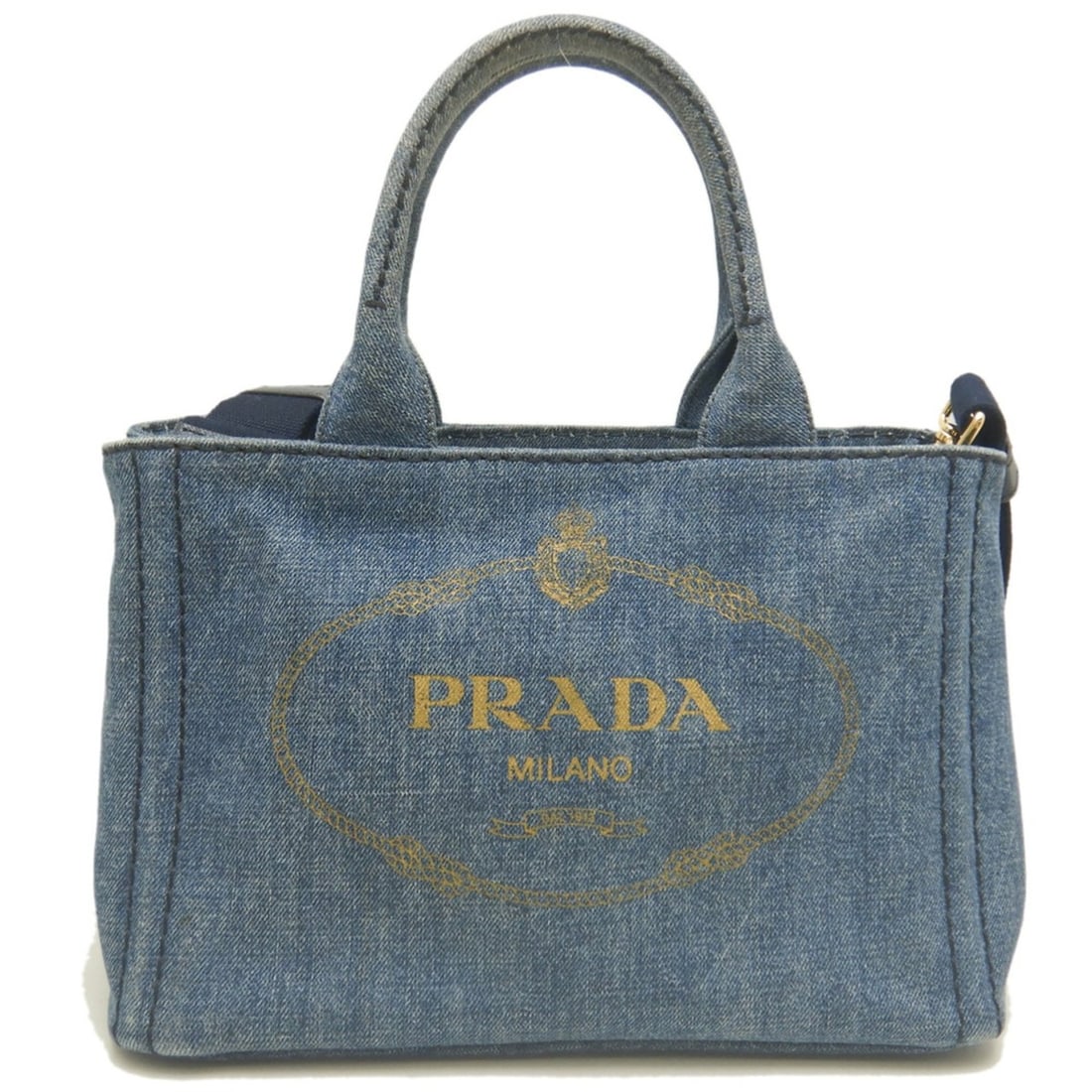 PRADA Canapa 1BG439 Tote Bag, Cotton Denim, Blue, Women's, 254112 (1 of 20)