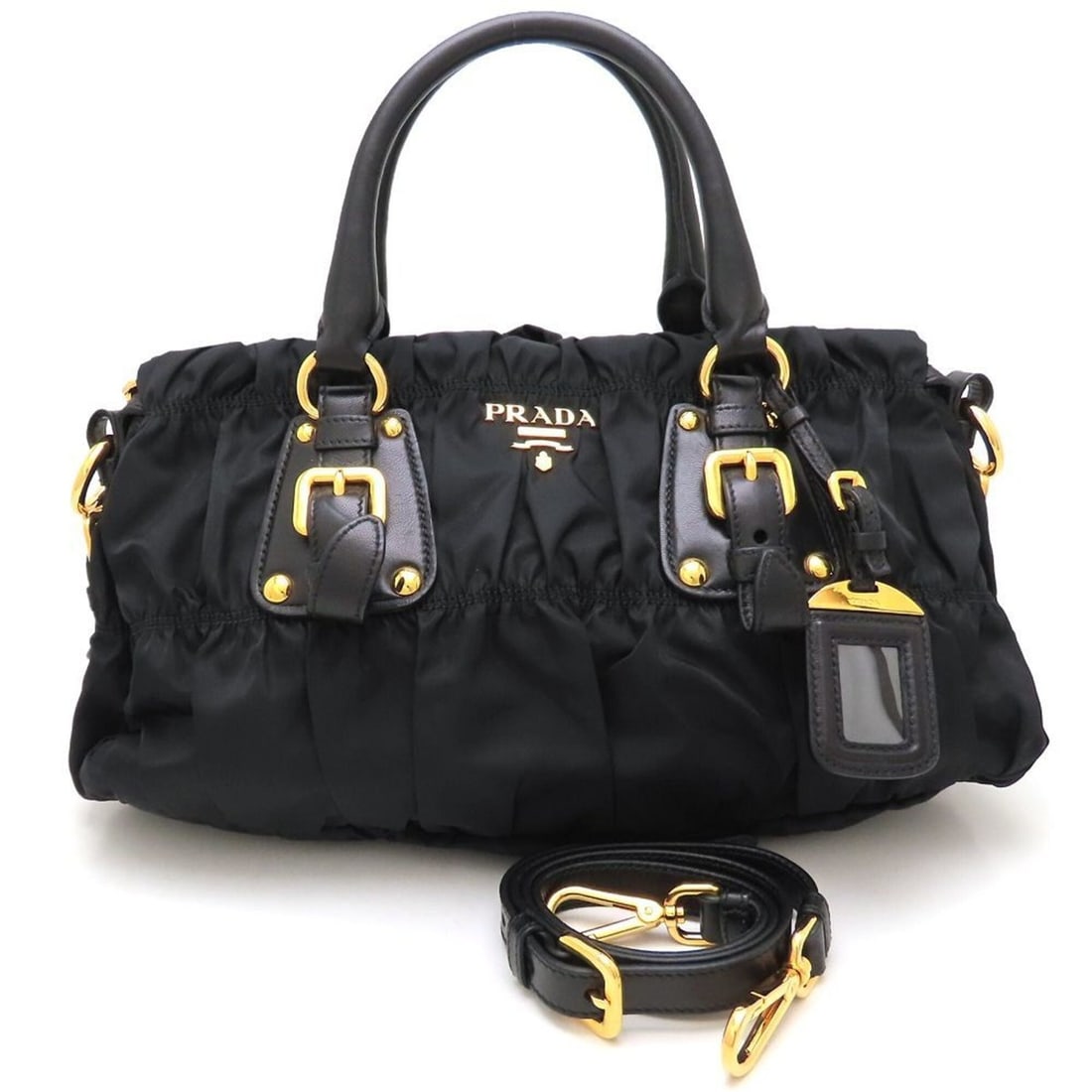 PRADA BN1407 2-Way Handbag, Nylon x Leather, Black, Women's, 353449: --- Catalog ---Category: SizeSize (HxWxD): 20cm x 34cm x 12cm / 7.87'' x 13.38'' x 4.72''Strap Length: 86cm - 96cm / 33.85'' - 37.79''Category: DesignType: HandbagColor: BlackGender: WomenClosure: Zip