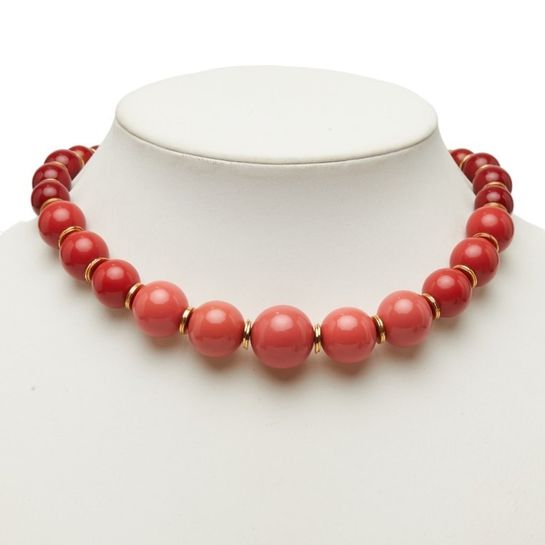 Yves Saint Laurent Saint Laurent Sphere Bead Necklace, Red/Pink, Plastic, Plated, Women's.