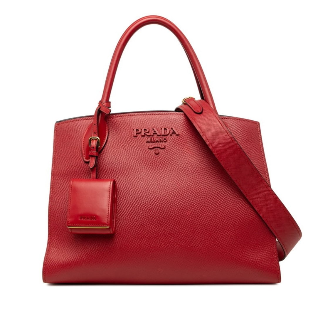Prada Saffiano Monochrome Handbag Shoulder Bag 2-Way Red Leather Women's PRADA: --- Catalog ---Category: SizeSize (HxWxD): 23cm x 33cm x 15cm / 9.05'' x 12.99'' x 5.9''Category: DesignType: Handbag, Pouch, Shoulder bagColor: Red colorGender: WomenMaterial: Leather Category: Gener