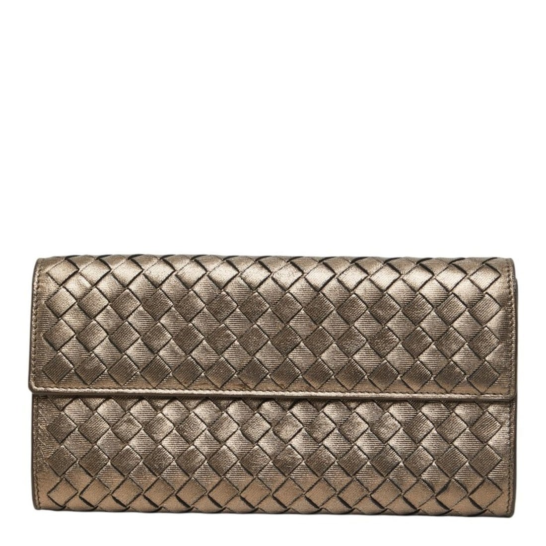Bottega Veneta Intrecciato Long Wallet 150509 V0041 1203 Champagne Gold Leather Women's