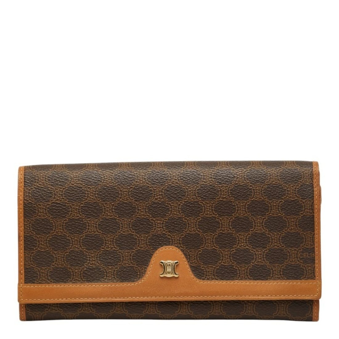 Celine Macadam Bi-fold Long Wallet, Brown/Beige Leather, Women's CELINE