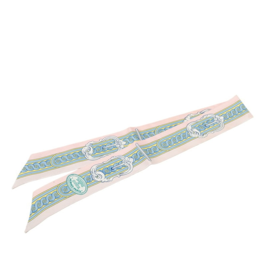 Hermes Twilly BRIDE DE COUR (Court Wrestler) Scarf/Muffler, Pink Multicolor Silk, Women's HERMES: --- Catalog ---Category: SizeSize (LxW): 85cm x 5cm / 33.46'' x 1.96''Category: DesignType: ScarfColor: Multi-color, PinkGender: WomenMaterial: Silk Category: GeneralBrand: Hermes--- Item List ---Sect