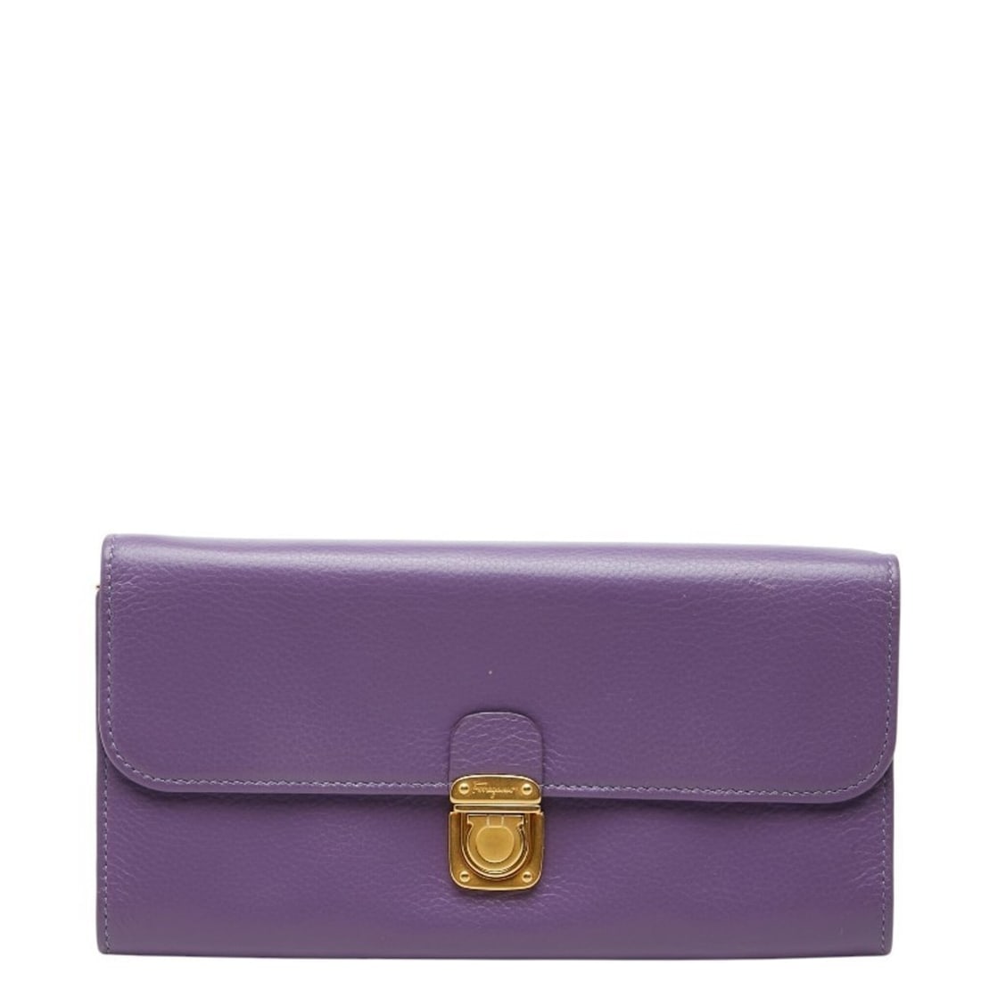 Salvatore Ferragamo Gancini Long Wallet JP-22 A038 Purple Gold Leather Women's: --- Catalog ---Category: SizeSize (HxWxD): 10cm x 19cm x 2cm / 3.93'' x 7.48'' x 0.78''Category: DesignType: Coin purse/coin caseColor: PurpleGender: WomenMaterial: Leather Category: GeneralMPN: JP-22