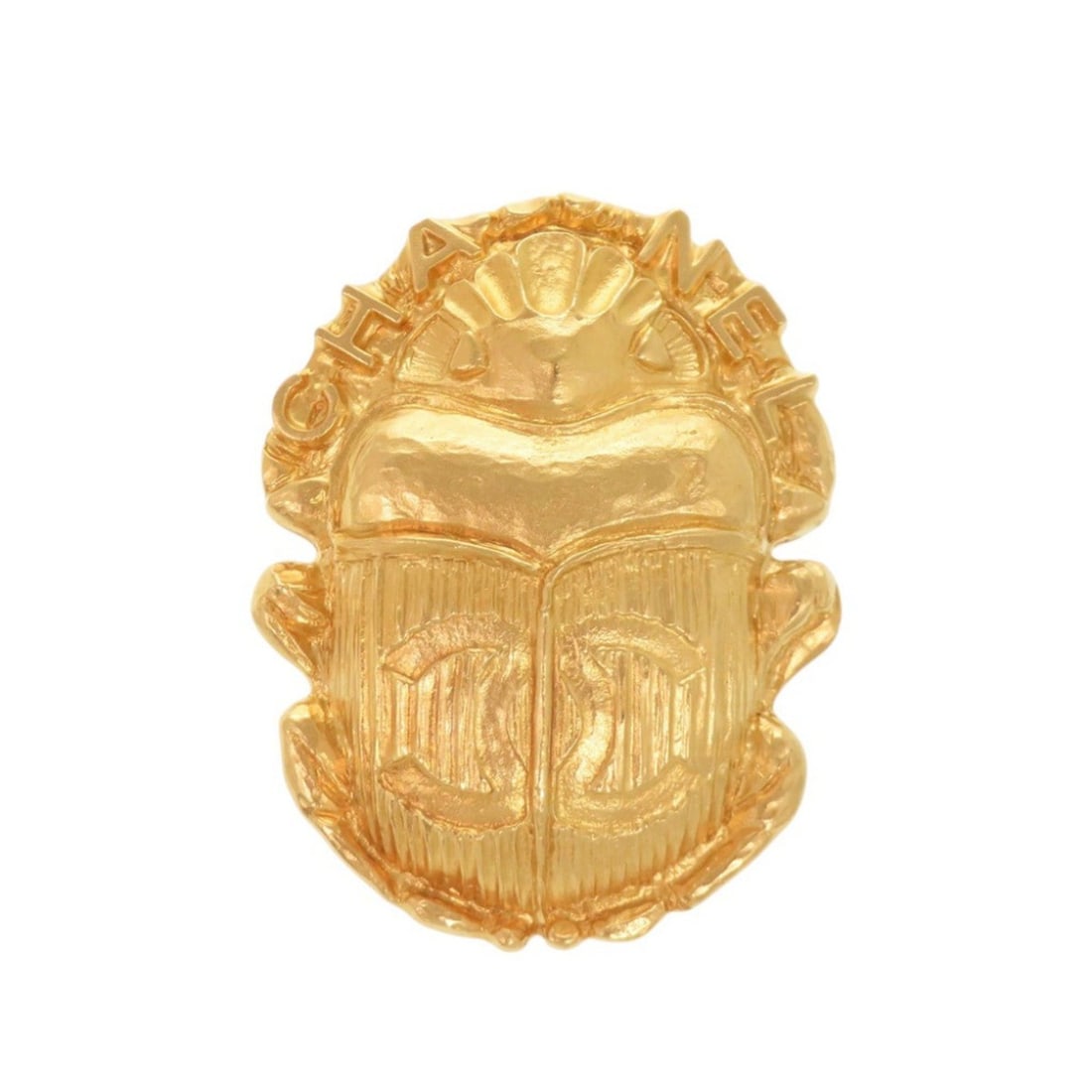 Chanel Scarab Motif Coco Mark Metal Gold Brooch 0305CHANEL