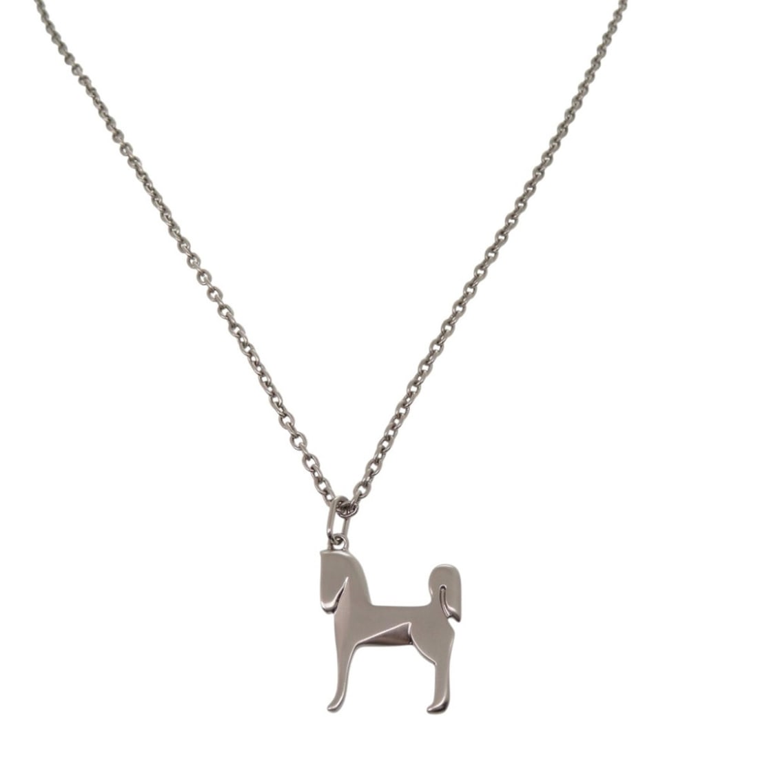 Hermes Panache Necklace, Metal, Silver, 0304, HERMES, Men's