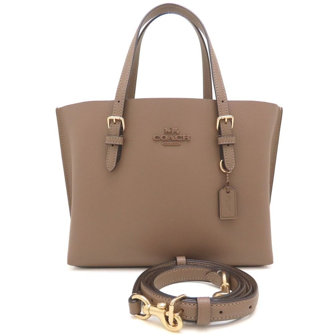COACH Molly Tote Bag 25 CV966 Handbag with Strap Leather Dark Stone Outlet Women's 353444