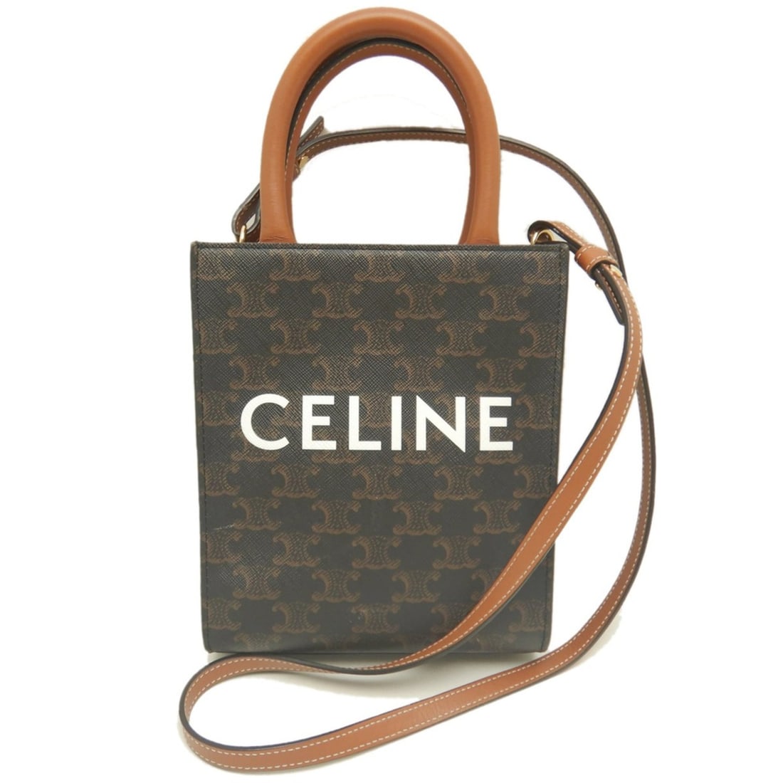 CELINE Mini Vertical Cabas 194372BZK Tote Bag, Coated Canvas, Tan, Women's 254101: --- Catalog ---Category: SizeSize (HxWxD): 20cm x 17cm x 5.5cm / 7.87'' x 6.69'' x 2.16''Strap Length: 104cm - 110cm / 40.94'' - 43.3''Category: DesignType: Tote bagGender: WomenClosure: OpenMaterial: